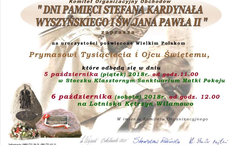 Obchody „Dni Pamięci Stefana Kardynała Wyszyńskiego i Św. Jana Pawła II”