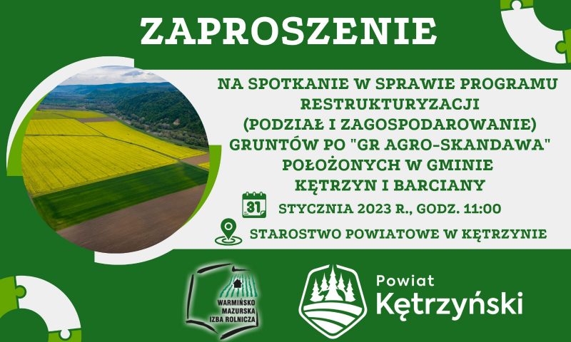 Warmińsko-Mazurska Izba Rolnicza Oddział Terenowy w Bartoszycach zaprasza na spotkanie