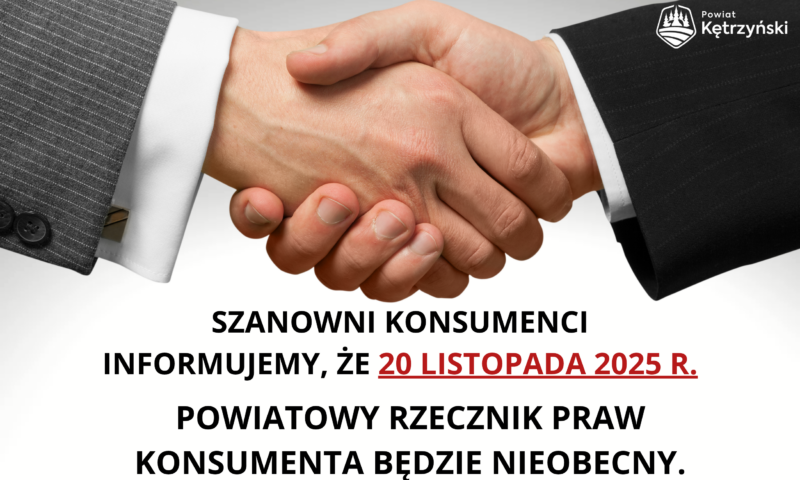 Komunikat ws. nieobecności Powiatowego Rzecznika Praw Konsumenta